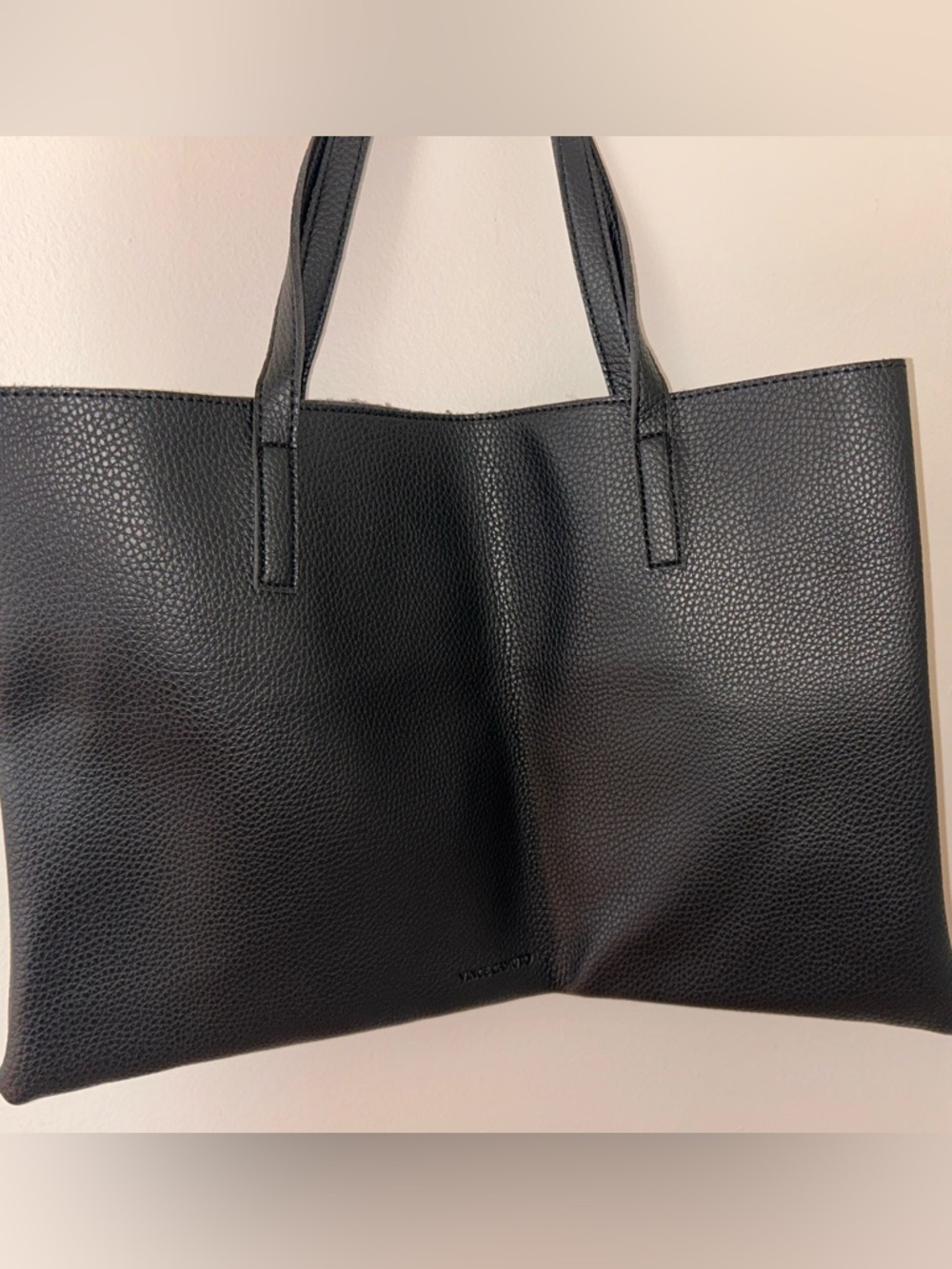 Vince Camuto Black Pebbled Leather Shoulder Tote
